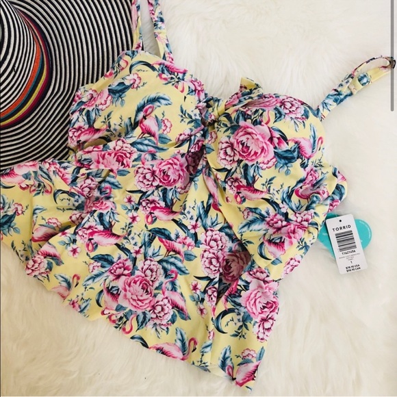 torrid Other - Torrid yellow flamingo print peplum midkini, Sz 1X